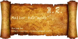 Maller Rómeó névjegykártya